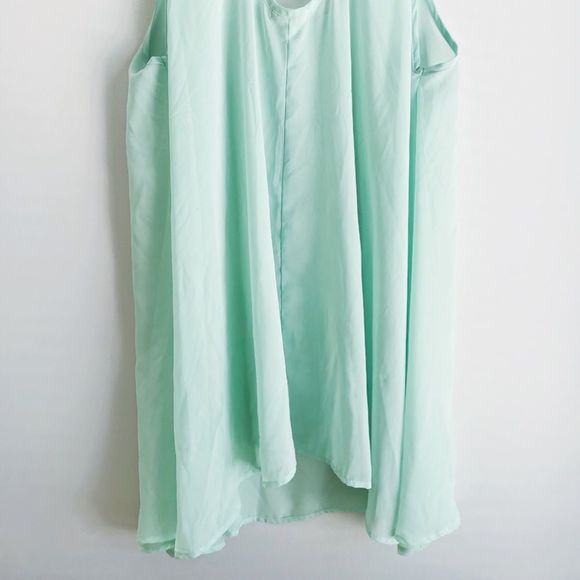 Teal Sheer Everly Sleeveless Blouse - Picture 4 of 6